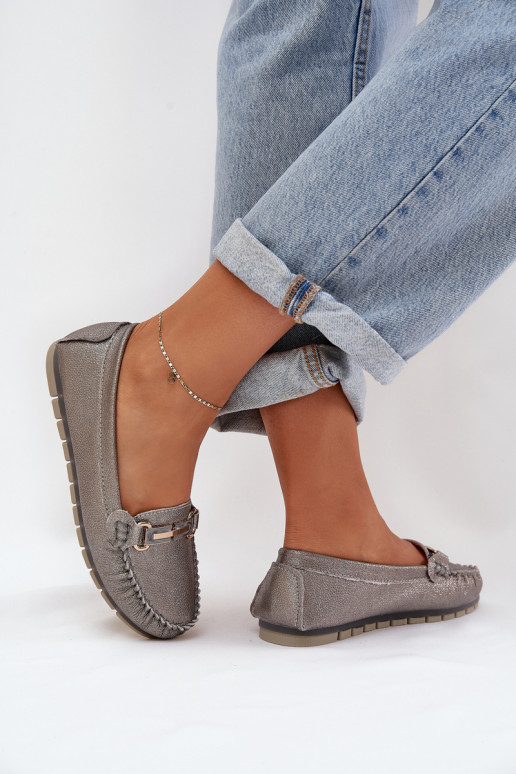 mit Glanz gleichschenklig Mokassins Aus Ermöglichtturleder D&A LR51-546 Silberfarbe mit Glanz gleichschenklig Mokassins Aus Ermöglichtturleder D&A LR51-546 Silberfarbe