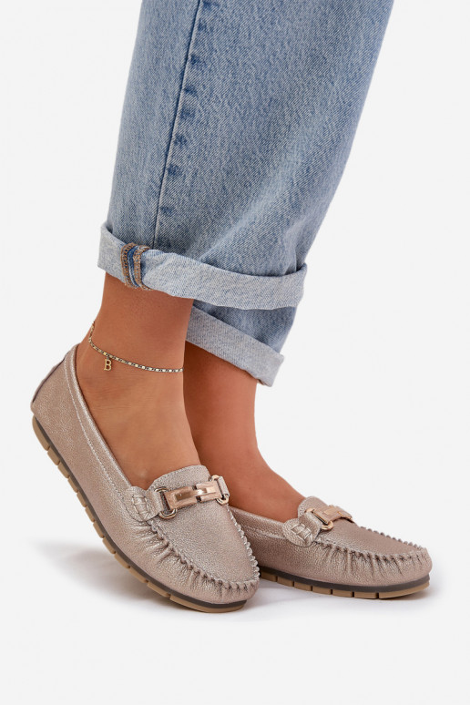 mit Glanz gleichschenklig Mokassins Aus Ermöglichtturleder D&A LR51-546 goldene Farbe mit Glanz gleichschenklig Mokassins Aus Ermöglichtturleder D&A LR51-546 goldene Farbe