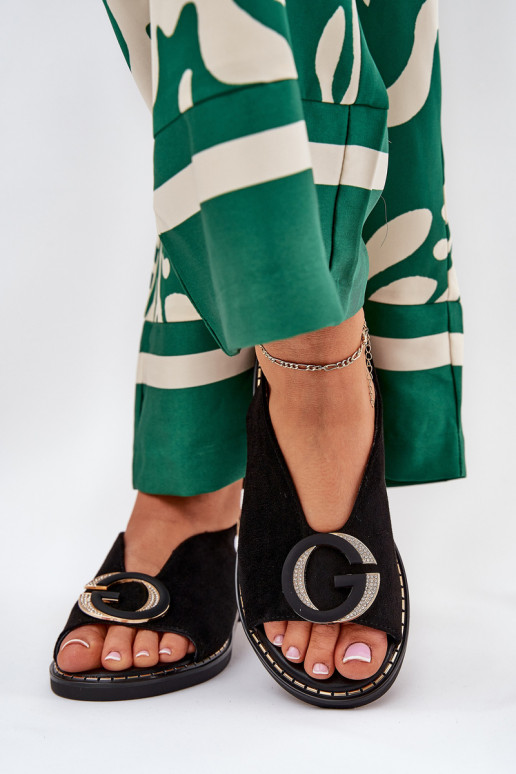 Flache Sandalen mit Ornamenten schZuarze Farbe Haliones Flache Sandalen mit Ornamenten schZuarze Farbe Haliones