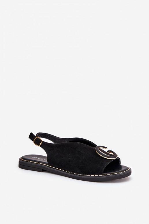 Flache Sandalen mit Ornamenten schZuarze Farbe Haliones Flache Sandalen mit Ornamenten schZuarze Farbe Haliones
