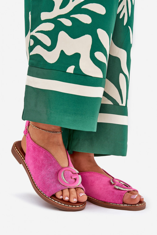 Flache Sandalen mit Ornamenten pinke Farbe Haliones Flache Sandalen mit Ornamenten pinke Farbe Haliones