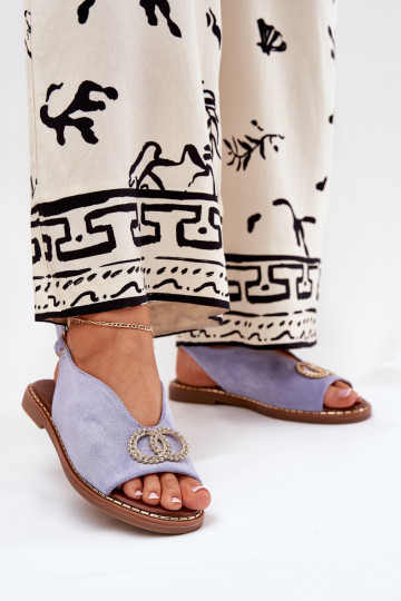 Damensandalen mit Ornamenten mit breiten Absätzen aus Öko-INildlederoZue blaue Farbe Ralisses