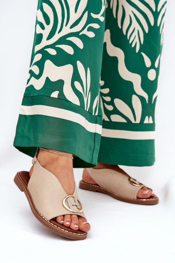 gleichschenklig Eleganter Stil Sandalen mit Ornamenten Beige Iseliria