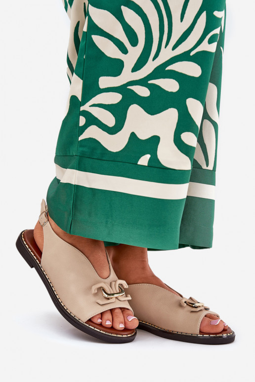 Sandalen mit breiten Absätzen mit Ornamenten aus Öko-Leder Beige Tillireta