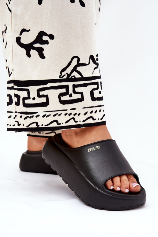 Leichte Hausschuhe Damenhausschuhe mit einer Plattform Big Star RR274A567 schZuarze Farbe