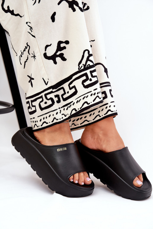 Leichte Hausschuhe Damenhausschuhe mit einer Plattform Big Star RR274A567 schZuarze Farbe