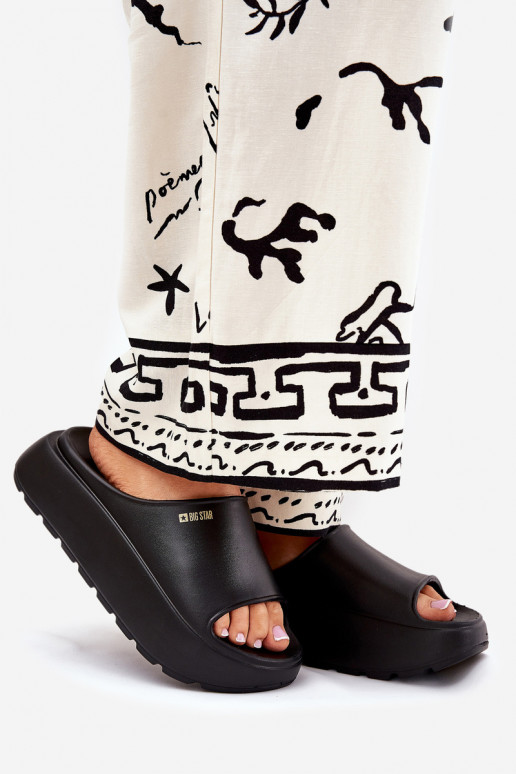 Leichte Hausschuhe Damenhausschuhe mit einer Plattform Big Star RR274A567 schZuarze Farbe