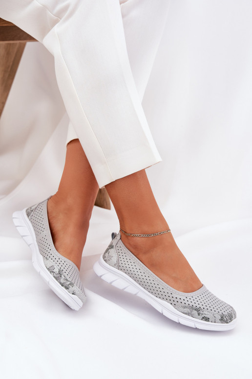 Haut Durchbrochene Ballerinas Vinceza 95323 graue Farbe