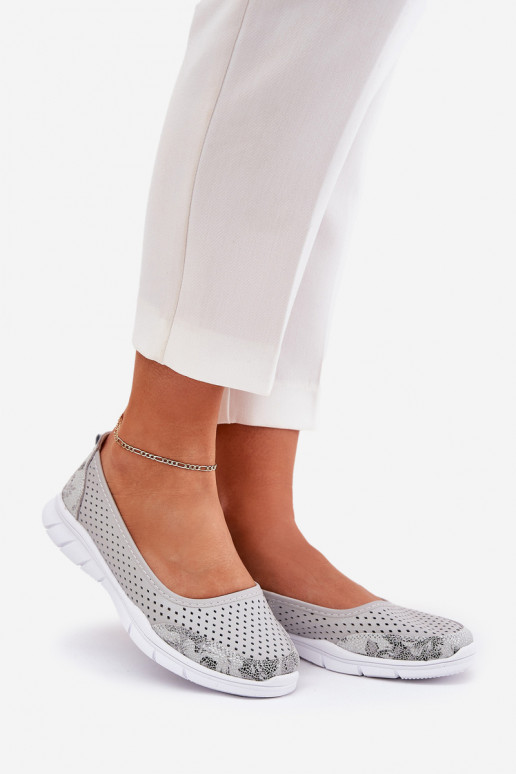 Haut Durchbrochene Ballerinas Vinceza 95323 graue Farbe