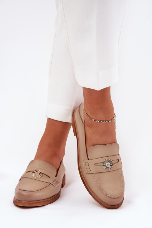 Eleganter Stil Mokassins für Damen Z Ermöglichtturalnej Skóry Vinceza 18100 Beige