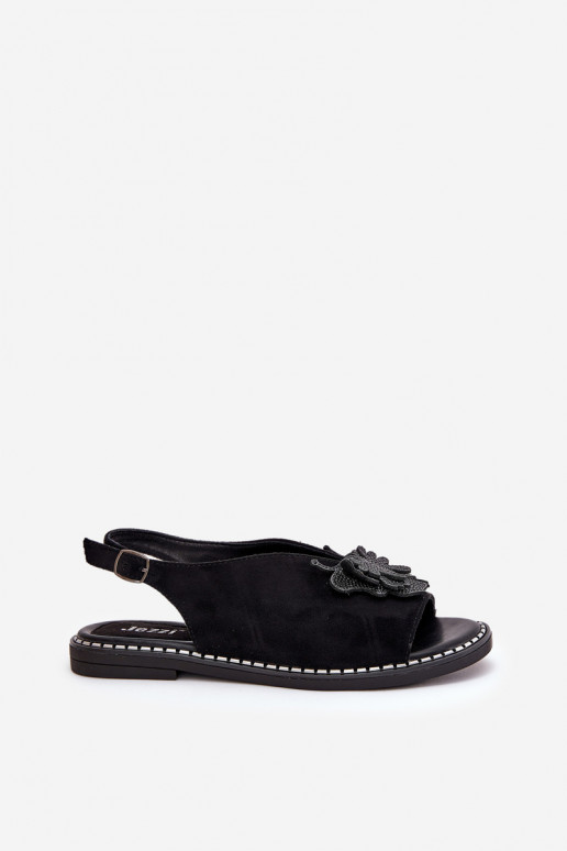 Damensandalen mit breiten Absätzen mit Ornamenten schZuarze Farbe Setorina Damensandalen mit breiten Absätzen mit Ornamenten schZuarze Farbe Setorina