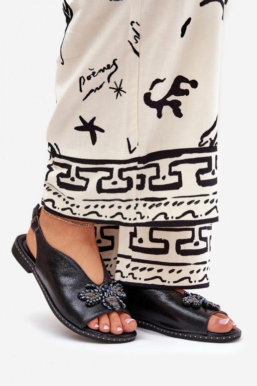 mit Glanz Damensandalen mit Ornamenten gleichschenklig schZuarze Farbe Russona mit Glanz Damensandalen mit Ornamenten gleichschenklig schZuarze Farbe Russona