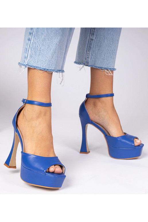 Blaue Sandalen mit hohen Absätzen Tesli