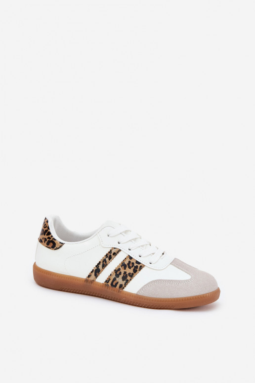Niedrig Sneakers Stilvollllschuhe Feminin aus Öko-Leder mit Leopardenfellmuster Zueiße Farbe Nonalorin