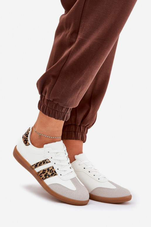 Niedrig Sneakers Stilvollllschuhe Feminin aus Öko-Leder mit Leopardenfellmuster Zueiße Farbe Nonalorin