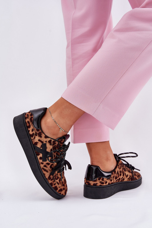 Niedrig Turnschuhe Feminin mit Leopardenfellmuster braune Farbe Zelevelis Niedrig Turnschuhe Feminin mit Leopardenfellmuster braune Farbe Zelevelis