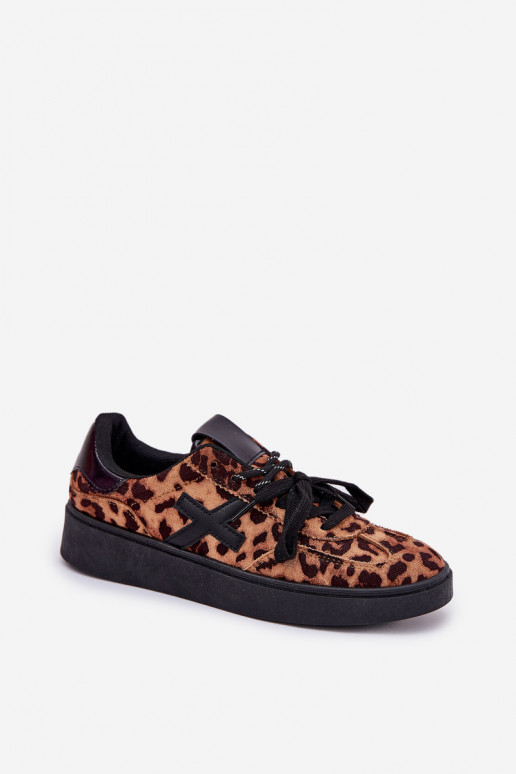 Niedrig Turnschuhe Feminin mit Leopardenfellmuster braune Farbe Zelevelis Niedrig Turnschuhe Feminin mit Leopardenfellmuster braune Farbe Zelevelis