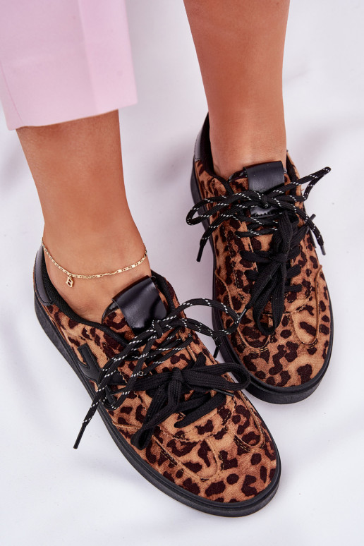 Niedrig Turnschuhe Feminin mit Leopardenfellmuster braune Farbe Zelevelis Niedrig Turnschuhe Feminin mit Leopardenfellmuster braune Farbe Zelevelis