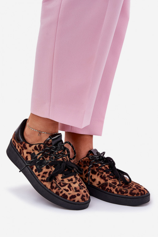 Niedrig Turnschuhe Feminin mit Leopardenfellmuster braune Farbe Zelevelis Niedrig Turnschuhe Feminin mit Leopardenfellmuster braune Farbe Zelevelis