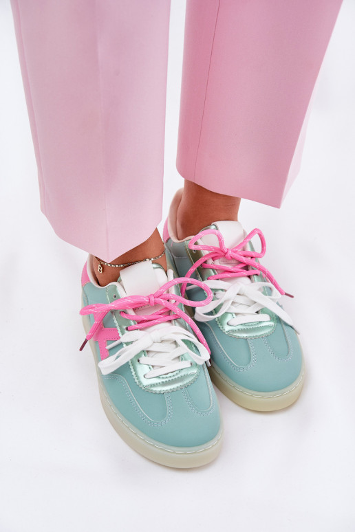 Niedrig Turnschuhe Feminin mit Leopardenfellmuster Minze -pinke Farbe Zelevelis Niedrig Turnschuhe Feminin mit Leopardenfellmuster Minze -pinke Farbe Zelevelis