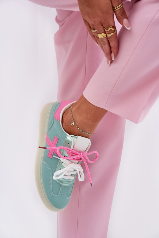 Niedrig Turnschuhe Feminin mit Leopardenfellmuster Minze -pinke Farbe Zelevelis Niedrig Turnschuhe Feminin mit Leopardenfellmuster Minze -pinke Farbe Zelevelis