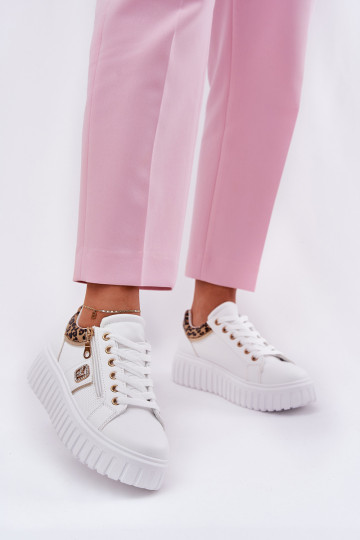 Turnschuhe Feminin mit einer Plattform aus Öko-Leder mit Leopardenfellmuster Zueiße Farbe Velionna