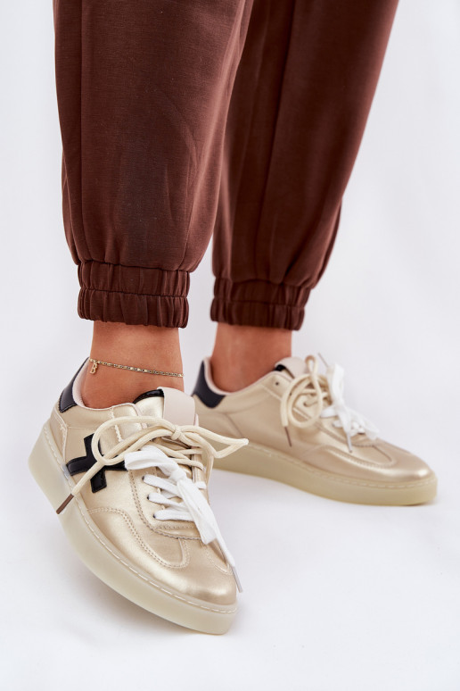 Niedrig Turnschuhe Feminin goldene Farbe Zelevelis Niedrig Turnschuhe Feminin goldene Farbe Zelevelis