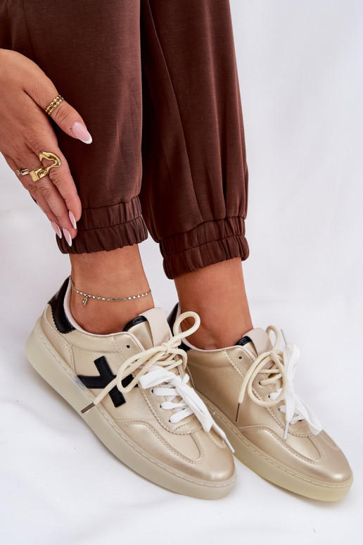 Niedrig Turnschuhe Feminin goldene Farbe Zelevelis Niedrig Turnschuhe Feminin goldene Farbe Zelevelis