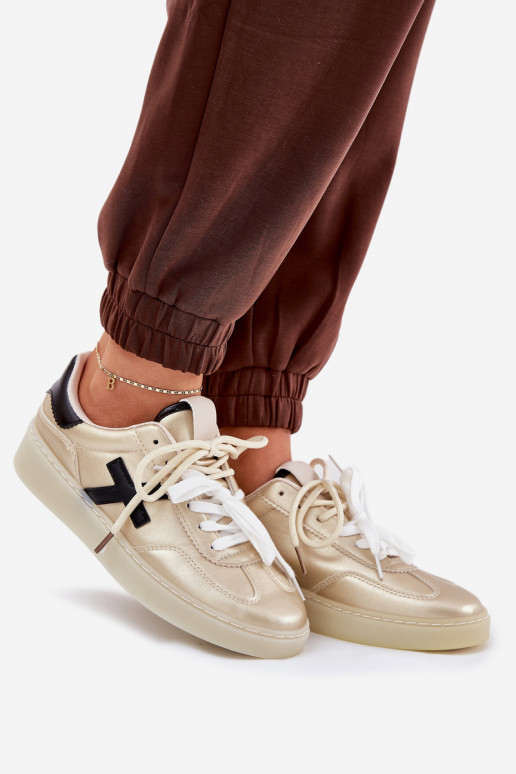 Niedrig Turnschuhe Feminin goldene Farbe Zelevelis Niedrig Turnschuhe Feminin goldene Farbe Zelevelis