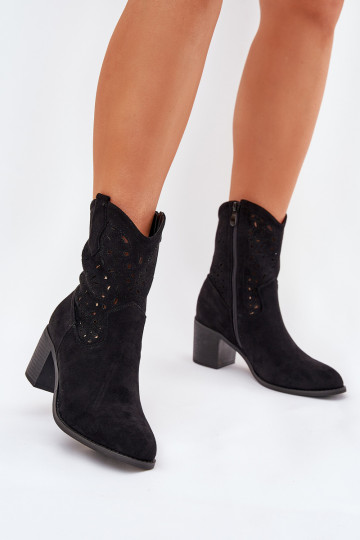 Durchbrochene Stiefel CoZuboy-Stil Feminin mit Absätzen S.Barski HY51-125 schZuarze Farbe