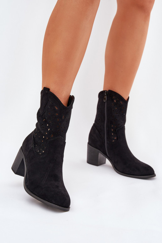Durchbrochene Stiefel CoZuboy-Stil Feminin mit Absätzen S.Barski HY51-125 schZuarze Farbe Durchbrochene Stiefel CoZuboy-Stil Feminin mit Absätzen S.Barski HY51-125 schZuarze Farbe