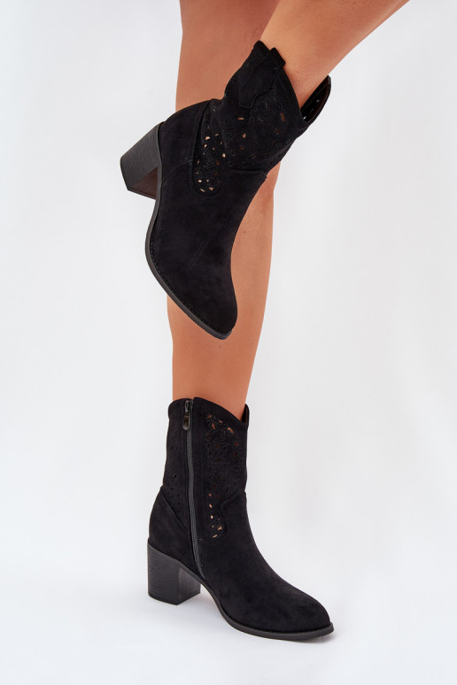 Durchbrochene Stiefel CoZuboy-Stil Feminin mit Absätzen S.Barski HY51-125 schZuarze Farbe Durchbrochene Stiefel CoZuboy-Stil Feminin mit Absätzen S.Barski HY51-125 schZuarze Farbe