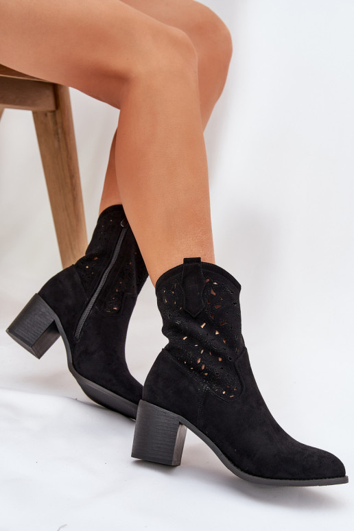 Durchbrochene Stiefel CoZuboy-Stil Feminin mit Absätzen S.Barski HY51-125 schZuarze Farbe Durchbrochene Stiefel CoZuboy-Stil Feminin mit Absätzen S.Barski HY51-125 schZuarze Farbe