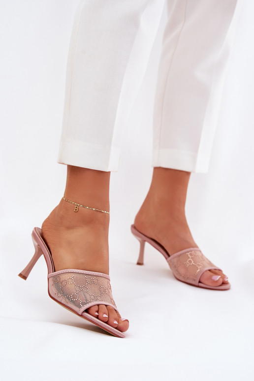 Dekoriert Hausschuhe mit dünnen Absätzen Szampańskie Ennoriel Dekoriert Hausschuhe mit dünnen Absätzen Szampańskie Ennoriel