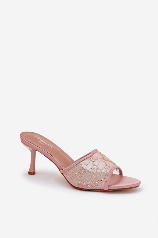 Dekoriert Hausschuhe mit dünnen Absätzen Szampańskie Ennoriel Dekoriert Hausschuhe mit dünnen Absätzen Szampańskie Ennoriel