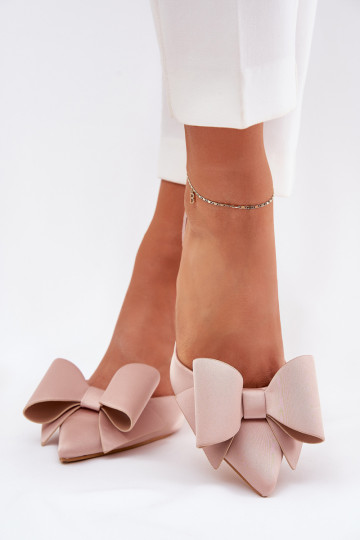 hochhackige Schuhe Z Odkrytymi Piętami I Kokardką Beige Eklevia 2