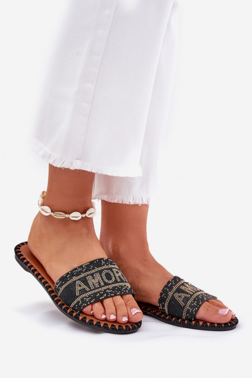 Damenhausschuhe mit breiten Absätzen Mit Dekoration schZuarze Farbe Dorfedi Damenhausschuhe mit breiten Absätzen Mit Dekoration schZuarze Farbe Dorfedi