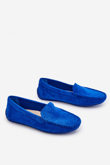 Wildledermokassins Damen in blauer Farbe Morreno