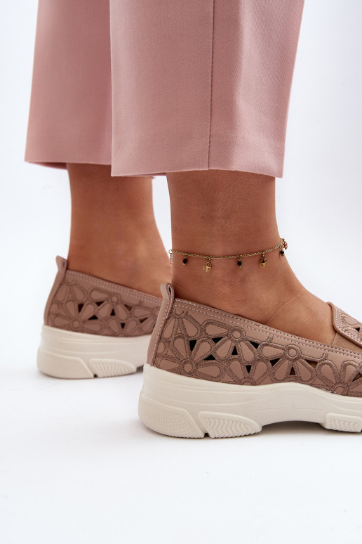 mit durchbrochenen Elementen Schuhe Feminin pinke Farbe Emilei