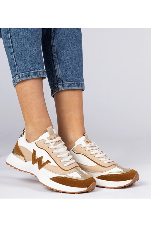Weiß-braune Damen Sneakers mit...