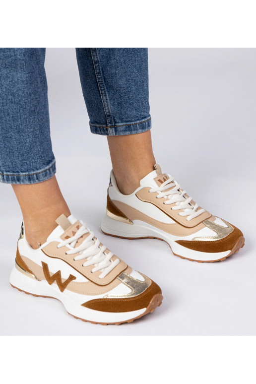 Weiß-braune Damen Sneakers mit...