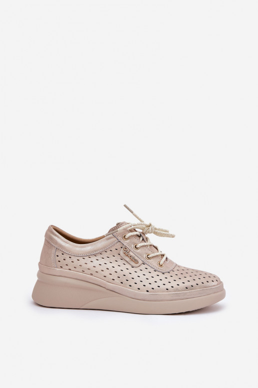 Ledersneaker für Damen Sportlicher Stil Schuhe goldene Farbe Brumia Ledersneaker für Damen Sportlicher Stil Schuhe goldene Farbe Brumia