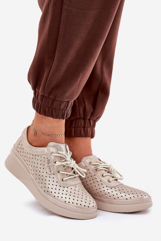 Ledersneaker für Damen Sportlicher Stil Schuhe goldene Farbe Brumia Ledersneaker für Damen Sportlicher Stil Schuhe goldene Farbe Brumia