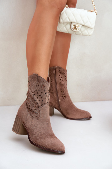 Durchbrochene Stiefel CoZuboy-Stil Feminin mit Absätzen S.Barski HY51-125 braune Farbe 2
