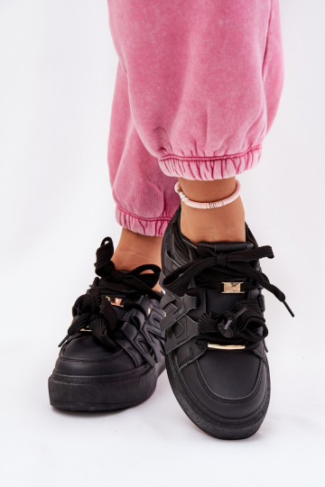 Eko Haut Sneakers Stilvollllschuhe mit einer Plattform schZuarze Farbe Penolle 2