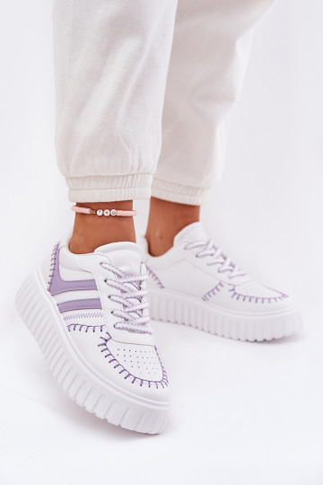 Sneakers Stilvollllschuhe Feminin mit einer Plattform Violette Farbe Ofenale