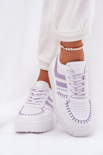 Sneakers Stilvollllschuhe Feminin mit einer Plattform Violette Farbe Ofenale 2