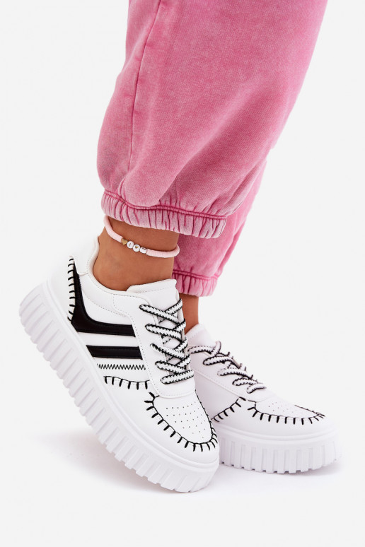Sneakers Stilvollllschuhe Feminin mit einer Plattform INeiß-schZuarze Farbe Ofenale