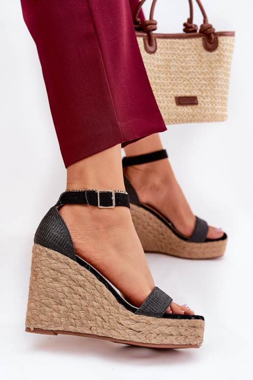 Damensandalen Auf einem Keil Mit Zopf schZuarze Farbe Adelio Damensandalen Auf einem Keil Mit Zopf schZuarze Farbe Adelio