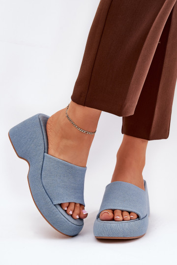  Damenhausschuhe mit einer Plattform I Koturnie Denim-Es mussterial Afisal